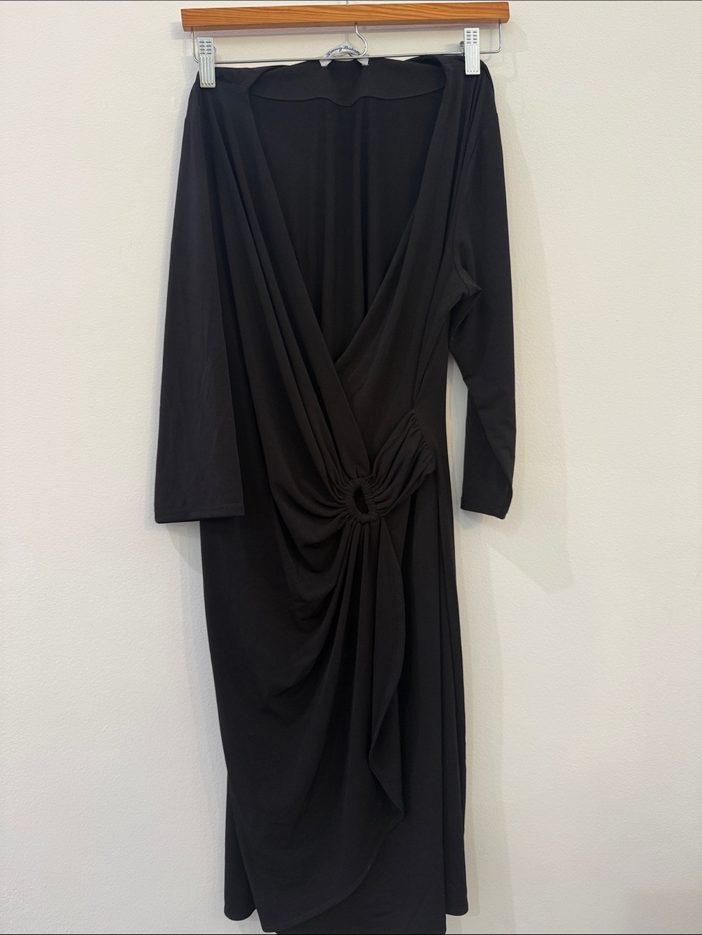Tommy Bahama Black Midi Dress with Draped Knot Detail